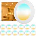 12 Pack 6 Inch LED Disk Lights, Dimmable Flush Mount Ceiling Disc Lights, 2700K/3000K/3500K/4000K/5000K 5CCT Selectable, 14.8W, 1150LM, UL/FCC/Energy Star, Installs with J-Box or Recessed Can