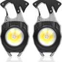 MAKDAK 2PC Keychain Flashlight Rechargeable Cob Keychain Work Light 7 Modes 1600Lumen High Lumen Flashlights for Emergencies,EDC (Black)