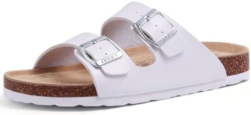 ODOLY Unisex Cork Footbed Slide Sandal, Arch Support Summer Outdoor Sandals with Adjustable Buckle for Women and Men (Size 38)