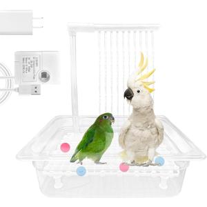 Parrot Bathtub Pet Bird Bath for Cage Automatic Circulating Water Bird Shower Cockatiel African Grey Lovebird Budgies Small Medium Parakeets, Contains USB and Power Plug