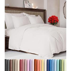 Duvet Cover Queen Size Set - Extra Soft Queen Duvet Cover 90" x 90" with 2 Pillow Shams - Hotel Luxury, Easy Care & Fade Free with Zipper Closures and Ties - Comfy, Cozy & Breathable (Antique White)