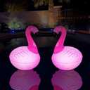 Floating Pool Lights Pack of 2, Solar Flamingo Pool Lights Waterproof, Glow in The Dark Solar Floating Pool Lights, Inflatable Floating Lights for Pool Wedding Party Decorations