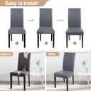 4 x SearchI Waterproof PU Leather Dining Chair Covers Set of 4, Stretch Oilproof Parsons Chair Slipcovers Removable Washable Kitchen Chair Protector for Dining Room (Gray)