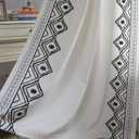 ColorBird Embroidered Boho Curtain for Bedroom, 2 Panels Black and White 84 inch Curtains Rod Pocket Curtain for Living Room Dining Closet Door
