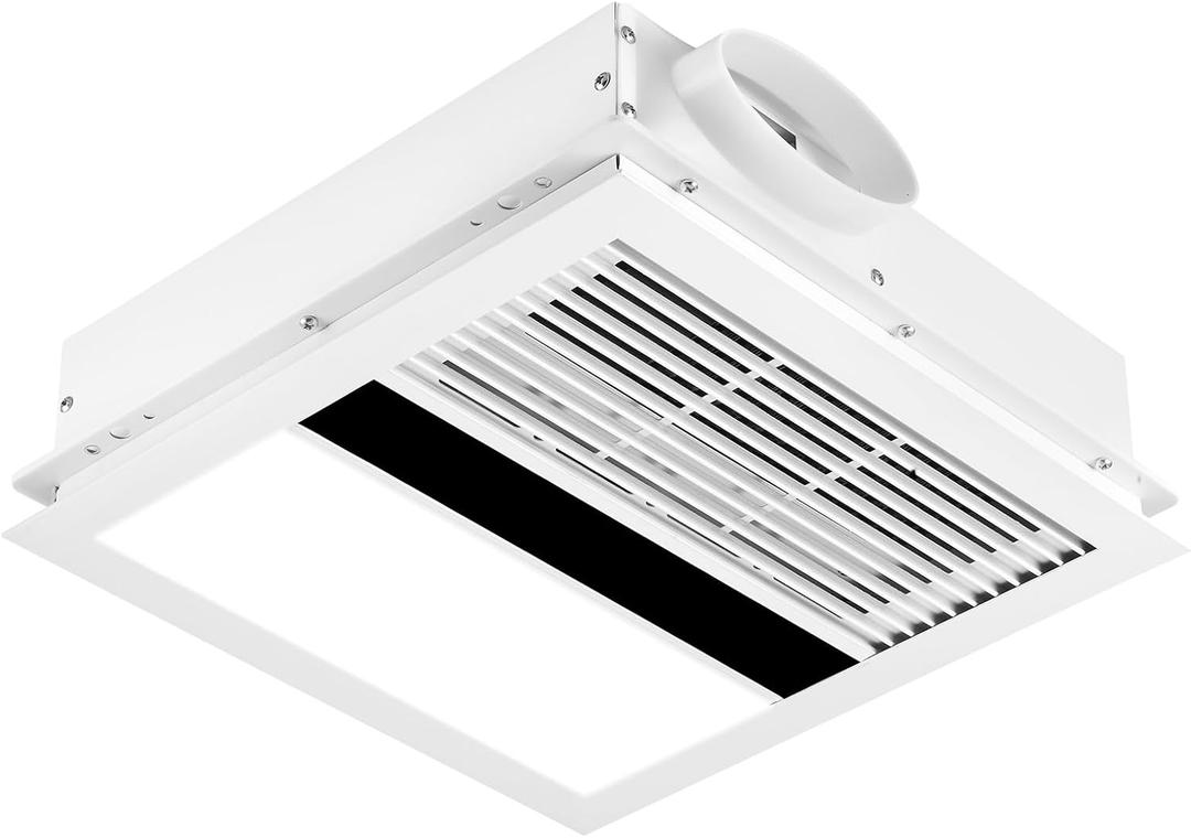 FLYINGFOX Bathroom Exhaust Fan with Heater and LED Light Combo, Bathroom Fan 2300 Watt Heater, 160 CFM,White