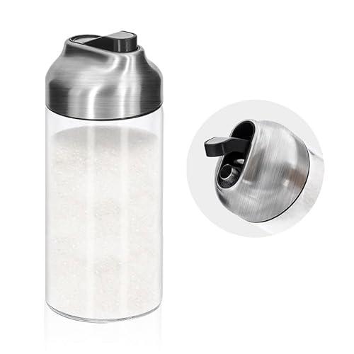 Aelga 12 OZ Glass Sugar Dispenser with Pour Spout, Weighted Pourer, for Coffee, Tea & Baking