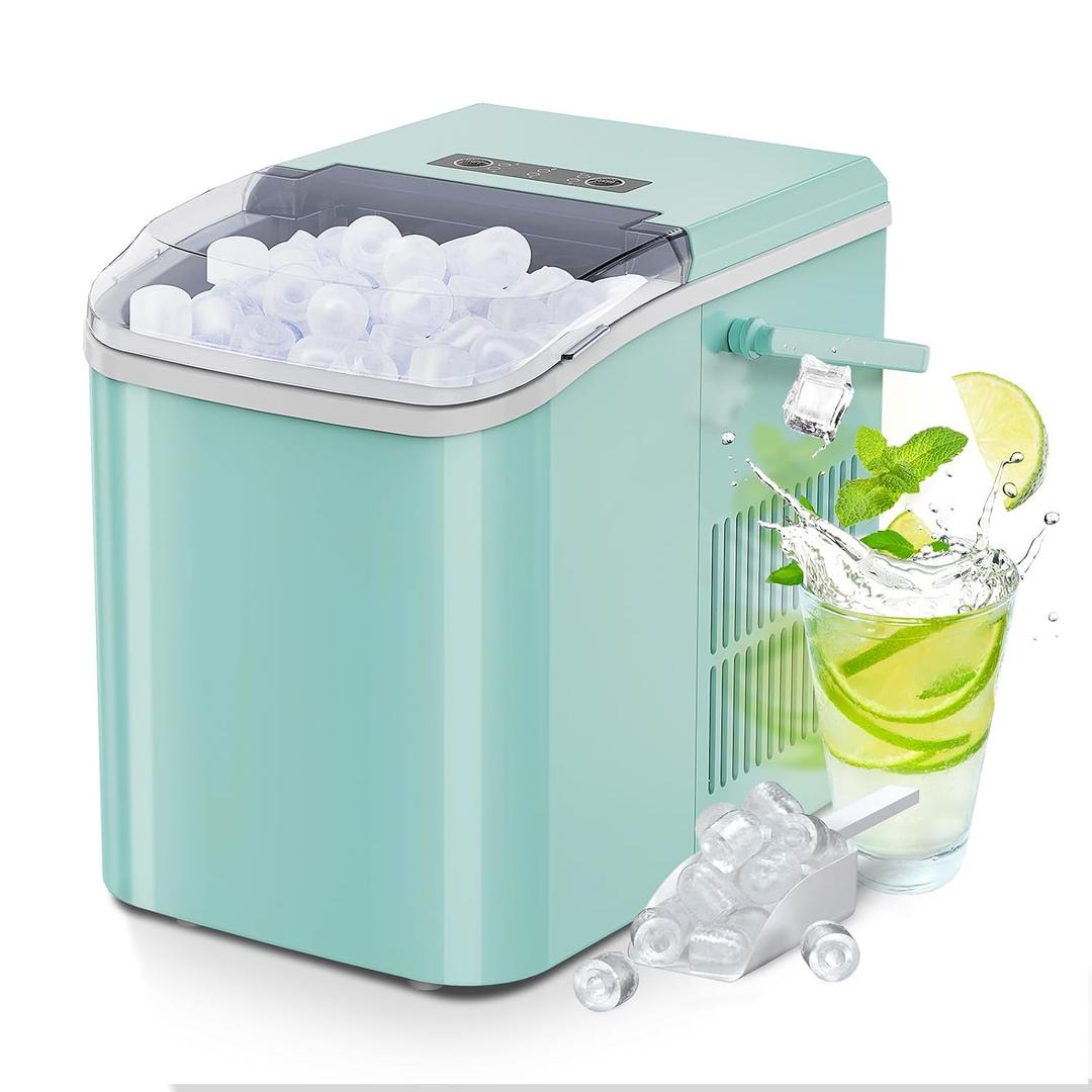 OLIXIS Ice Maker Machine with Handle,26lbs in 24 Hours, Portable Ice Maker