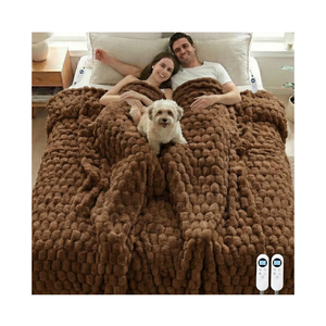 Heated Blanket Electric Blanket Heating, Dual Control Soft Ribbed Faux Fur Electric Blanket with 12 Heat Levels 12H Timer ETL FCC Certified Machine Washable (Camel, King Size - 90" x 100")