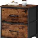 Sweetcrispy Nightstand with 2 Storage Drawers, 20" Height Small Bed Side Furniture End Table, Wooden Top Fabric Cabinet Kids Night Stand Mini Dresser for Bedroom, Closet, Entryway, Dorm