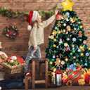 SietDESEO 51 x 31 Inch Multicolor Christmas Tree Bulletin Board Decoration with Fairy Lights, Paper Material