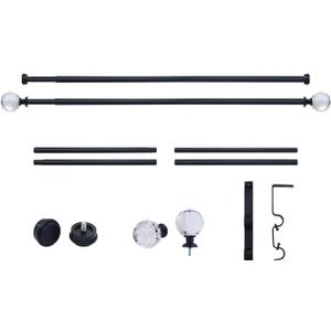 Double Curtain Rods for Windows 30 to 55 inches,Adjustable Window Curtain Rod,Easy Install,Black