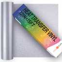 HTVRONT Silver Glitter HTV Vinyl Roll-12 x 15FT Silver Glitter Heat Transfer Vinyl for Shirts, Glitter Iron on Vinyl for All Cutting Machines Easy to Cut for Heat Vinyl Design