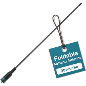 TIDRADIO 11-in AirBand Antenna 120/300MHz | SMA-Female Connector | Compatible with BAOFENG UV-5R Mini, UV-32,DM-32,F8HP PRO,5RM,5RH PRO,K5PLUS,TD-H3 Plus Walkie Talkies | Enhanced Airband Signal