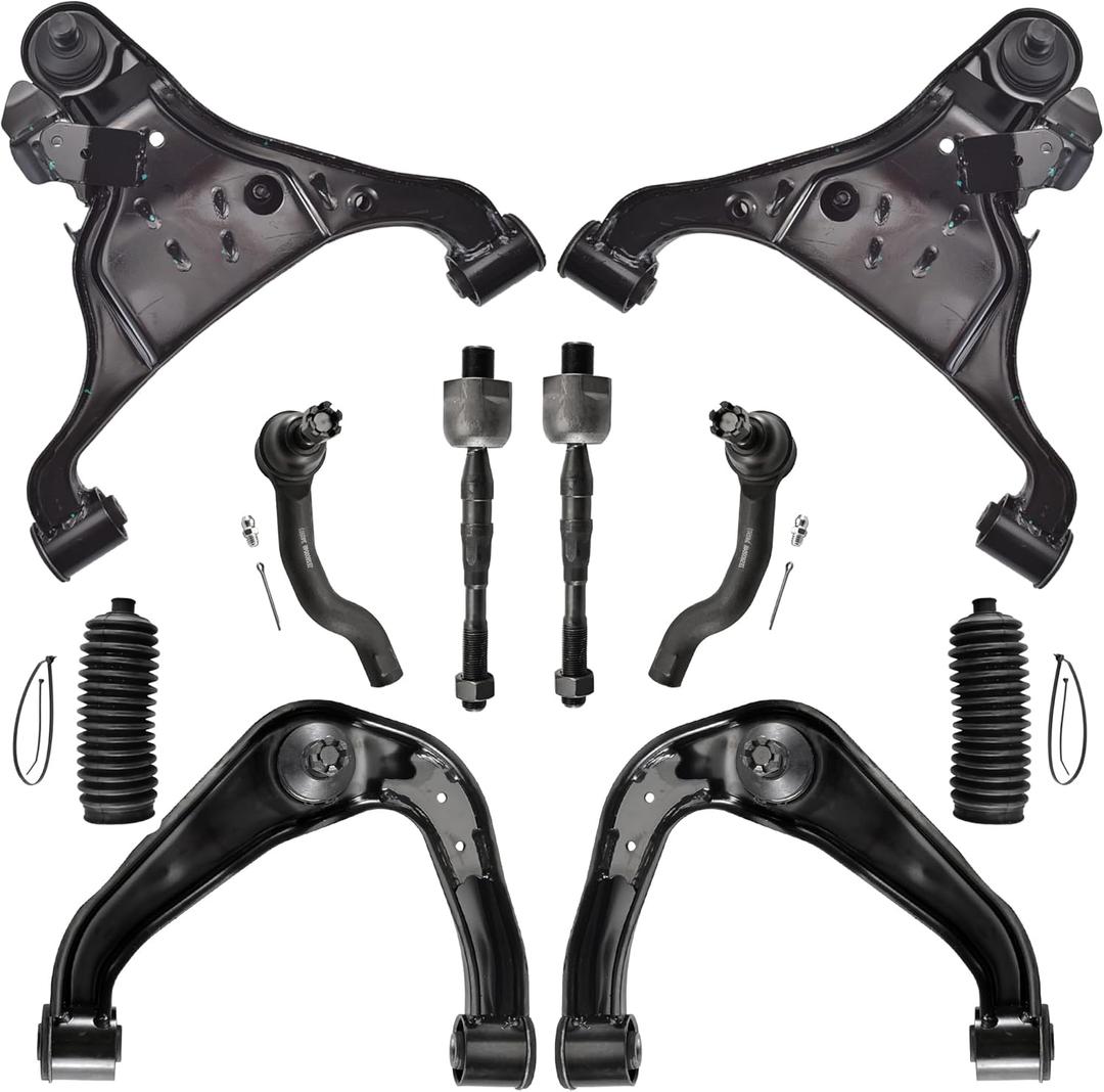 ASTARPRO 10pcs Front Upper Control Arm and Front Lower Control Arm and Sway Bar and Tie Rod End Inner and Outer Compatible with 2005-2018 Nissan Frontier Pathfinder Nissan Xterra