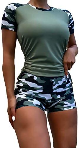 Floerns Women's Two Piece Rash Guard Short Sleeve Bathing Suit with Boyshort, Size M