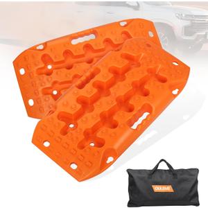 OULEME Recovery Traction Boards, Off-road Track Traction Mats for Sand, Mud, and Snow - 4WD RV Truck Jeep SUV Traction Pads with Carry Bag (Orange)