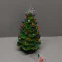 10" Ceramic Christmas Tree, Tabletop Christmas Tree Lights Decorations with 54 Multicolored Lights and 7 Point Star Topper for Christmas Table Decorations