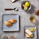 Famiware Dinnerware Sets for 4, Ocean Square 12-Piece Kitchen Plates and Bowls Sets, Reactive Glaze, Microwave and Dishwasher Safe, Scratch Resistant, Grey (Gray)