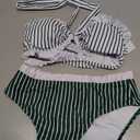 Women's Strapless Tube Bandeau Bikini Sets Bow Front High Waist Two Piece Swimsuit M