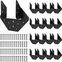 16 Pcs Hurricane Tie for 4x4 and 4x6 Post, 12-Gauge Hurricane Tie Heavy Duty Joist Hangers for Roofing Trusses Wood Timber Steel Connectors, Black with Screws