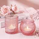 24 Pcs Pink Votive Candle Holders for Table Centerpiece, Vintage Glass Candle Holder Set for Wedding Decor Home Party Decoration