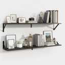 Axeman Black Floating Shelves for Wall 40 Inch | 39.4W x 8D Rustic Wood Floating Shelves Set of 2 | 8" Deep Long Wall Shelves for Bathroom Kitchen Living Room | Bookshelf Display Shelves - Black (39.4 Inch)