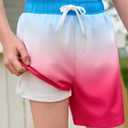 Haloumoning Boys Swim Trunks with Boxer Brief Liner Kids Gradient Quick Dry Swimming Shorts 5-14 Years