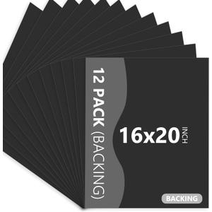 Somime 12 Pack Backing Boards Only - 16x20 Uncut Black Mats Matboards, Acid Free Backerboards, Ideal for Photos/Pictures/Prints/Frames/Arts