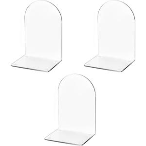 Lulonpon 3Pieces Book Ends, Bookends, Books End for Shelves, Books End for Heavy Books, Clear Bookends, Acrylic Book Ends for School, Library,Desktop Organizer and Book Shelves