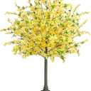 Thiccywoov 1 Pack 4FT Yellow Artificial Forsythia Tree, Faux Spring Forsythia Flower Branches Plant with Pot, Lifelike Fake Tree for Living Room Corner, Entryway, Porch Indoor Outdoor Decor