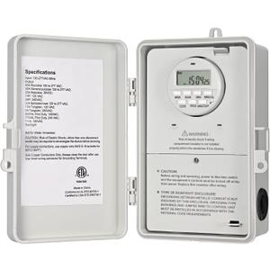 DEWENWILS Pool Pump Timer, Digital Timer Box, 2HP 40A 120-277 VAC, 7-Day 20 ON/Off Programmable Timer Switch for Water Heater, Pool Pump, SPA, Motor, ETL Listed (White)