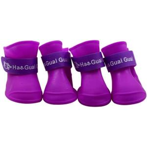 YH The Pet Dog Boots with Four Silicone Antiskid Shoes Wear Waterproof Dogs Shoes Candy Colored Pet (Color : Purple, Size : S 4.3x3.3cm)