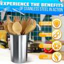 3 Pcs Countertop Utensil Holder Stainless Steel - 5.5 x 4.5" Stainless Steel Utensil Holder for Kitchen and Bars, Durable and Dishwasher Safe, Odor and Rust Resistant, Good for Home and Commercial Use