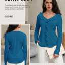 Women's Long Sleeve Shirts Dressy Casual V Neck Ruffle Knit Tunic Tops 2025 Fall Trendy Work Blouse (S)