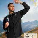 Men's Sun Protection Fishing Shirt with Zipper Pockets Long Sleeve UPF 50+ UV Cooling Shirts for Men Hiking Travel (Black, L)