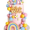 35 PCS Groovy Cake Toppers Boho Cake Topper Hippie Party Decorations with Flower Rainbow Balls for Girl Birthday Party Boho Groovy Party Supplies (Style 2)
