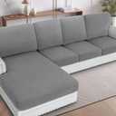 H.VERSAILTEX Sectional Couch Covers 4 Pieces Sofa Seat Cushion Covers L Shape Separate Cushion Couch Chaise Cover for Both Left/Right Sectional Couch (Seat Only: 1 Chaise + 3 Sofa, Dove)