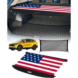 Cargo Cover for Kia Sportage 2026 - Rear Cargo Cover Privacy Retractable Rear Storage Cargo Cover Security Shield Shade for 2021-2026 Kia Sportage Accessories, Flag Print