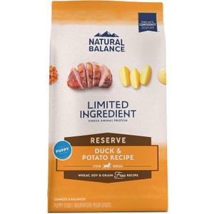 Natural Balance Limited Ingredient Puppy Grain-Free Dry Dog Food, Reserve Duck & Potato Recipe, 12 Pound (Pack of 1)