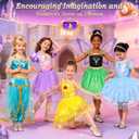 Jeowoqao Princess Costumes for Girls, Princess Dress up Clothes for Girl 4-6 Princess Dresses,Little Girl Dress up Pretend Role Play, Christmas Birthday Gifts for Toddler Girl Aged 3-6