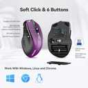 TECKNET Wireless Mouse for Laptop, Silent Mouse Quiet Click, Computer Mice Wireless, 6 Adjustable 4000 DPI Computer Mice - Purple