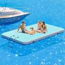 Specraft Inflatable Floating Dock, Non-Slip Air Dock Platform loating Island Raft with Rope Ladder for Pool Lake Beach Ocean (Mint Green+Gray)