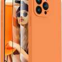 FireNova Designed for iPhone 15 Pro Max Case, Silicone Upgraded [Camera Protection] Phone Case, Soft Anti-Scratch Microfiber Lining Inside, 6.7 inch, Kumquat