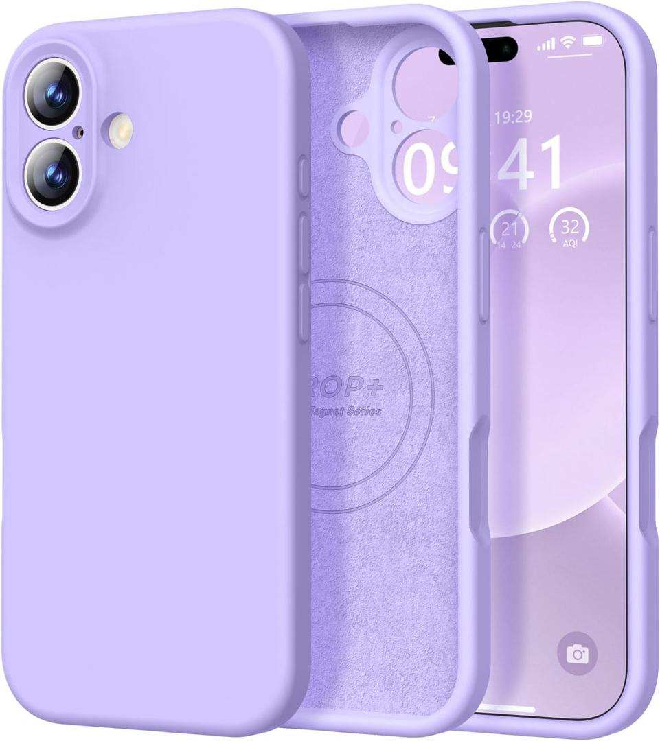 Vooii Magnetic for iPhone 17 Case, Compatible with Magsafe (Premium Liquid Silicone) (Integrated Camera Control Button) Full Body Protective Anti-Scratch Microfiber Lining 6.3", Light Purple