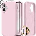 GONEZ Magnetic for iPhone 17 Case, Compatible with MagSafe, [Screen Protector + Camera Lens Protector], Liquid Silicone Anti-Scratch Shockproof Protective Phone Case 6.3 inch, Pastel Pink