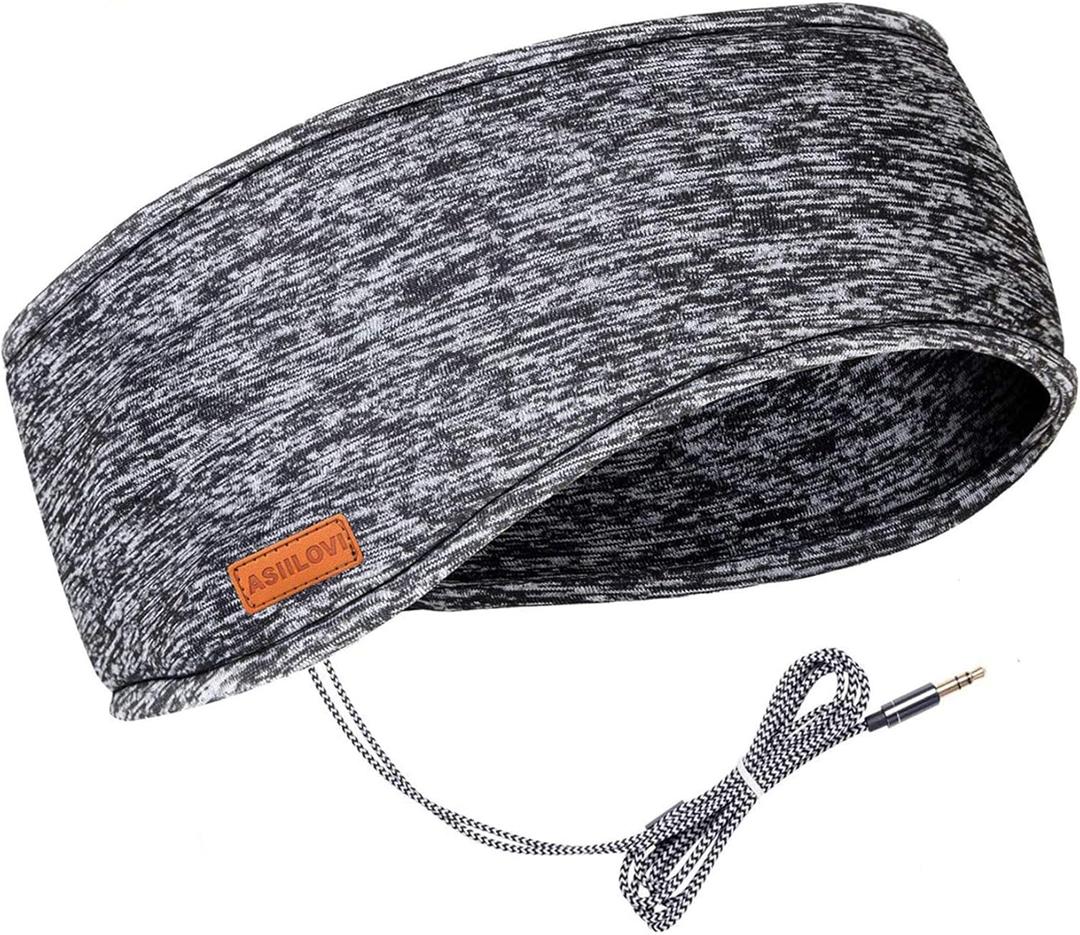 Sleep Headphones & Ear Warmers Headband Headphones & Ear Muffs Ear Covers with Ultra-Thin HD Stereo Speakers for Outdoor Sports Running Nap Sleeping ASMR & Daily Wear (Wired-Gray)