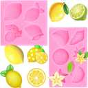 4 Pcs Lemon Fondant Mold, Summer Fruit Flower Shape Silicone Molds for Candy Chocolate Lemon Slices Resin Mold for Cake Decoration Dough
