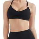 SUUKSESS Workout Sets for Women Padded Open Back Strappy Gym Set Criss Cross Yoga Sets 2 Pieces (Black, XS)