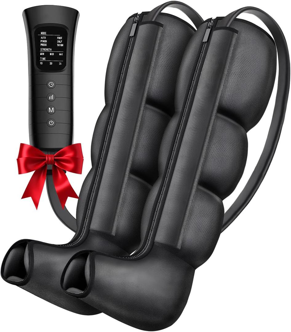 Leg Compression Massager for Circulation, Leg Massager Recovery System for Pain Relief, Full Compression Boots for Gym Home Use, Gifts for Athletes, Women, Men