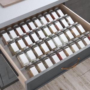 Antimbee Spice Drawer Organizer, 4 Tier- 8 Pack Kitchen Spice Rack Tray for Drawer, Expandable From 13" to 26" Acrylic Seasoning Organizer Rack Holds up 56 Spice Jars (Jars not Include)